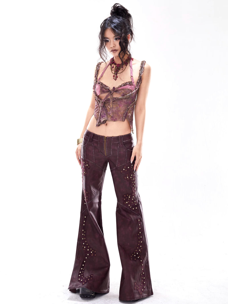 Studded Faux Leather Pants