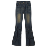 Pleated Detail Flared Jeans
