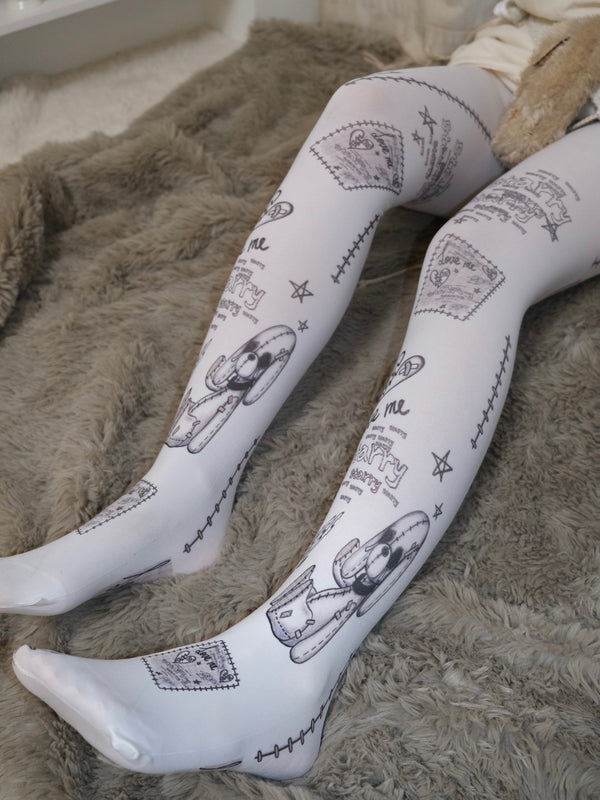 Doodle Print Tights