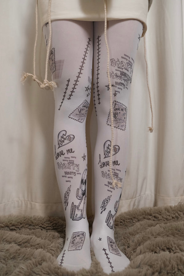 Doodle Print Tights