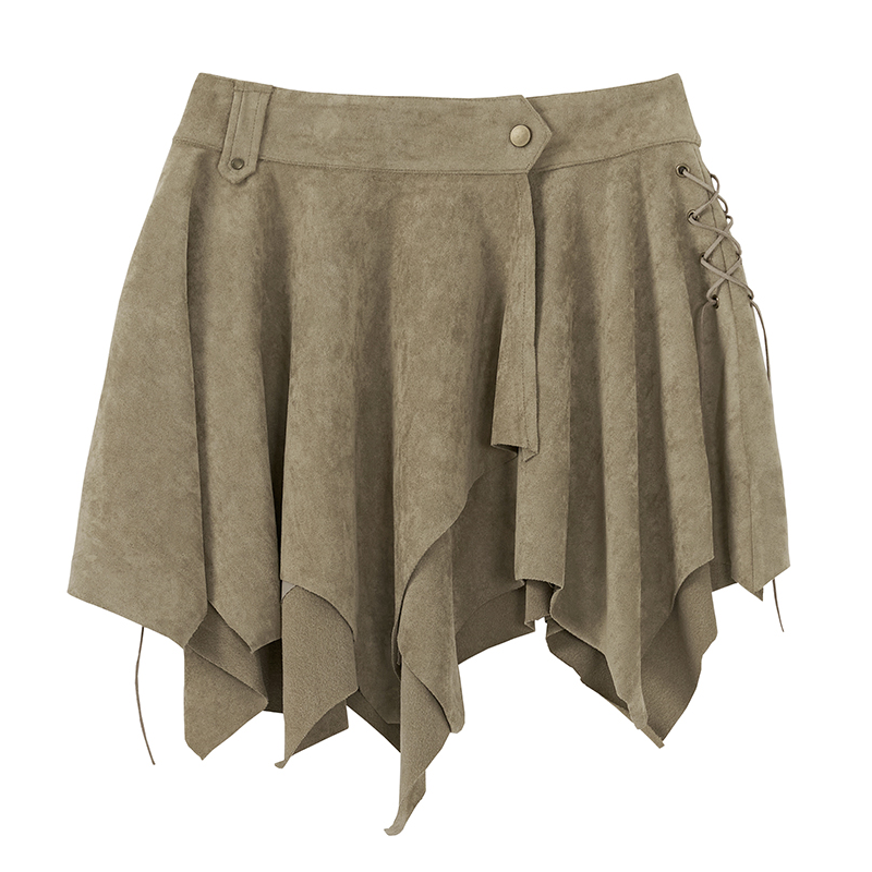 Asymmetric Faux Suede Skirt